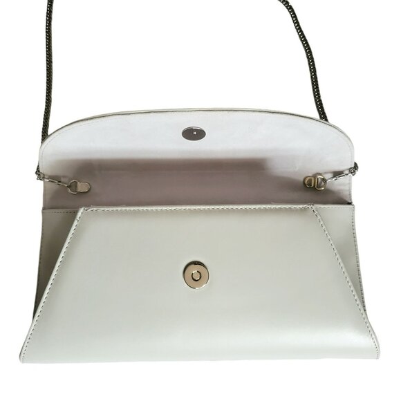 Sole Bliss Envelope Clutch Crossbody Purse Bag Jenna Gray Leather Chain Strap - Picture 10 of 16